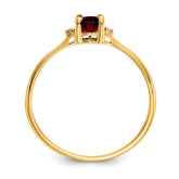 10k Polished Genuine Diamond & Garnet Birthstone Ring